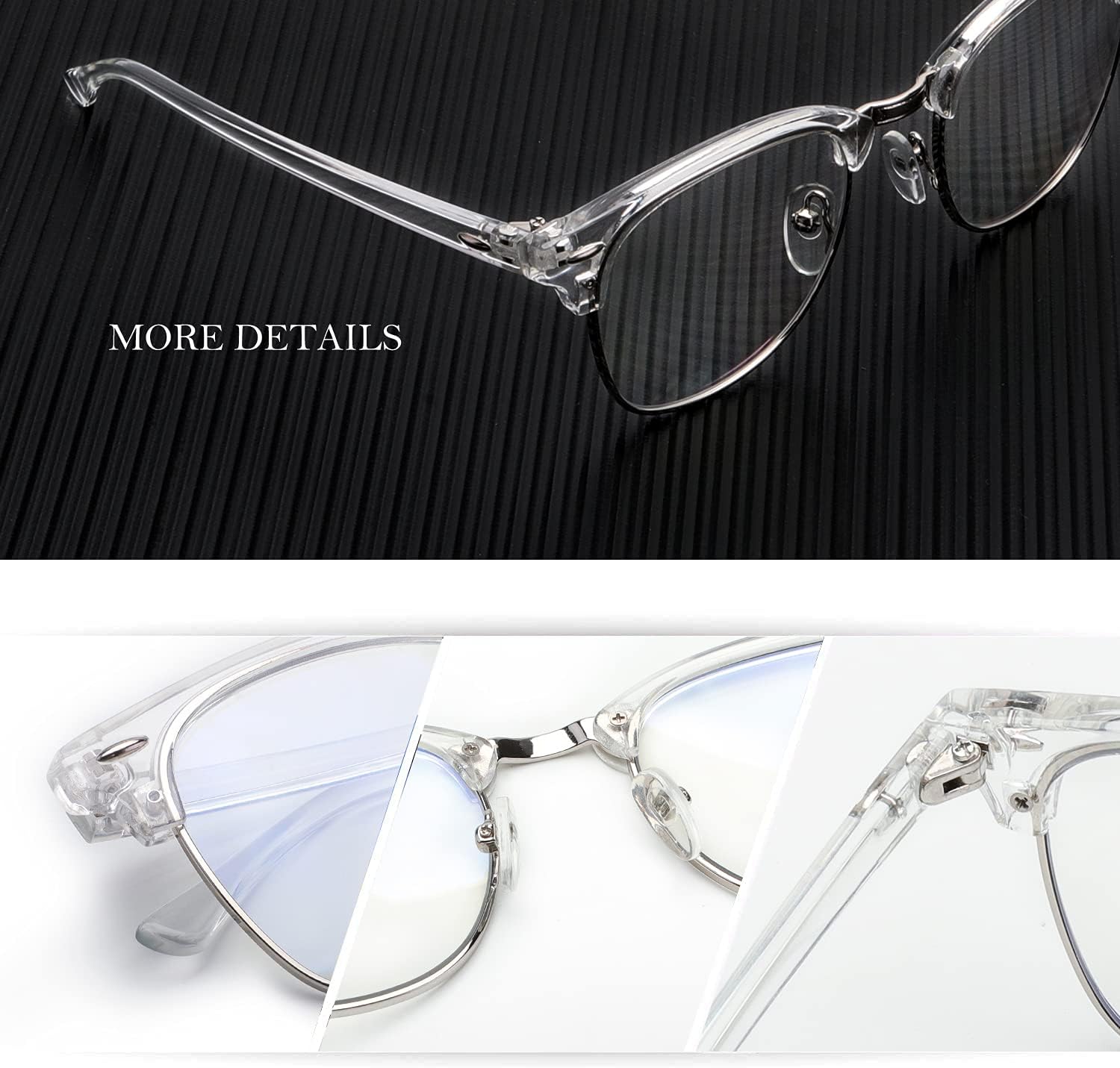 ANYLUV Blue Light Blocking Glasses Classic Semi Rimless Clear Lens Anti Eyestrain Computer Gaming Glasses for Men Women