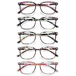 STASTEND 5 Pack Reading Glasses Blue Light Blocking for Women,Computer Readers with Spring Hinge (Multicolor-C4, 1.75, multiplier_x)