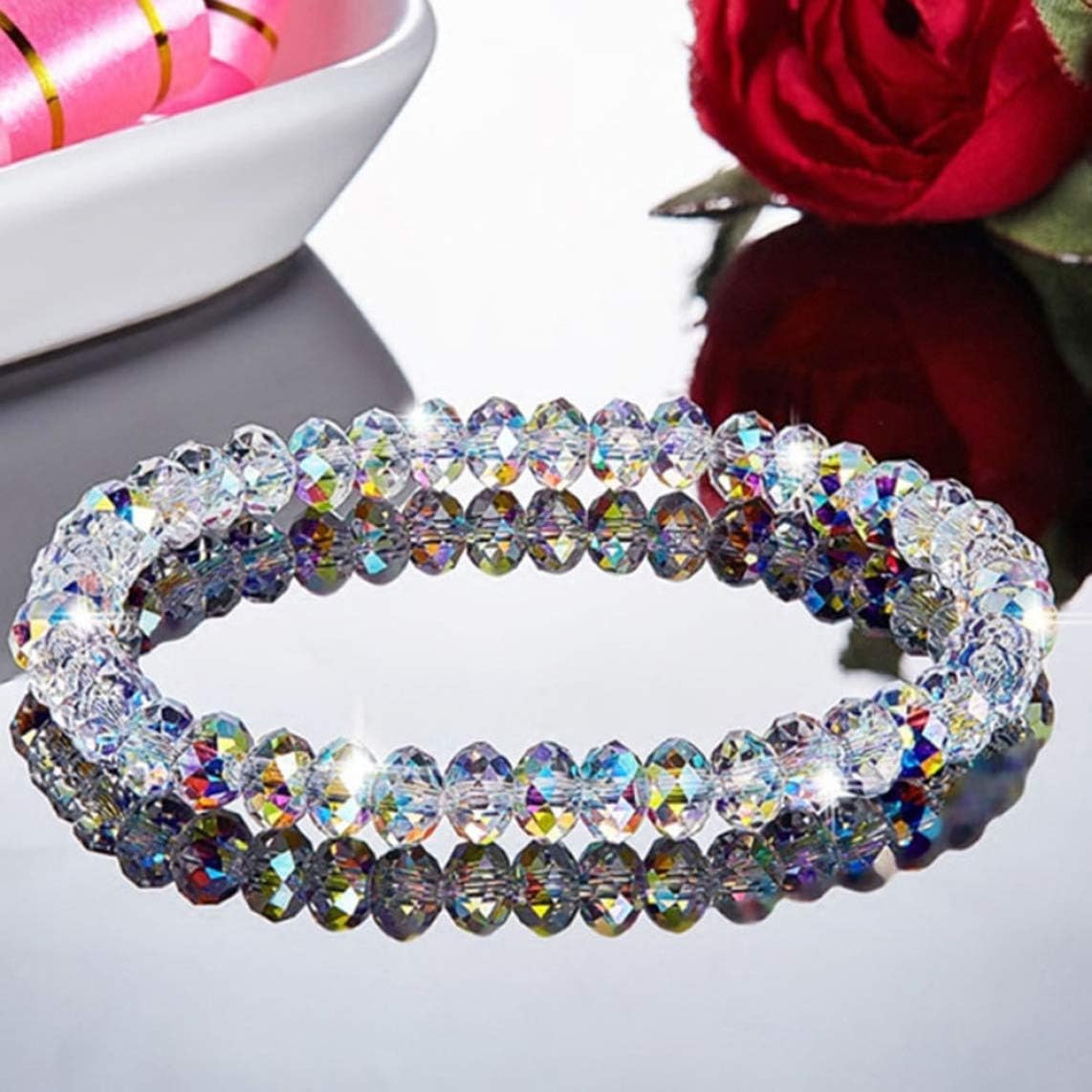 GPL Beautiful 1Pc New Women Colorful Crystal Beaded Bracelets & Bangles ...