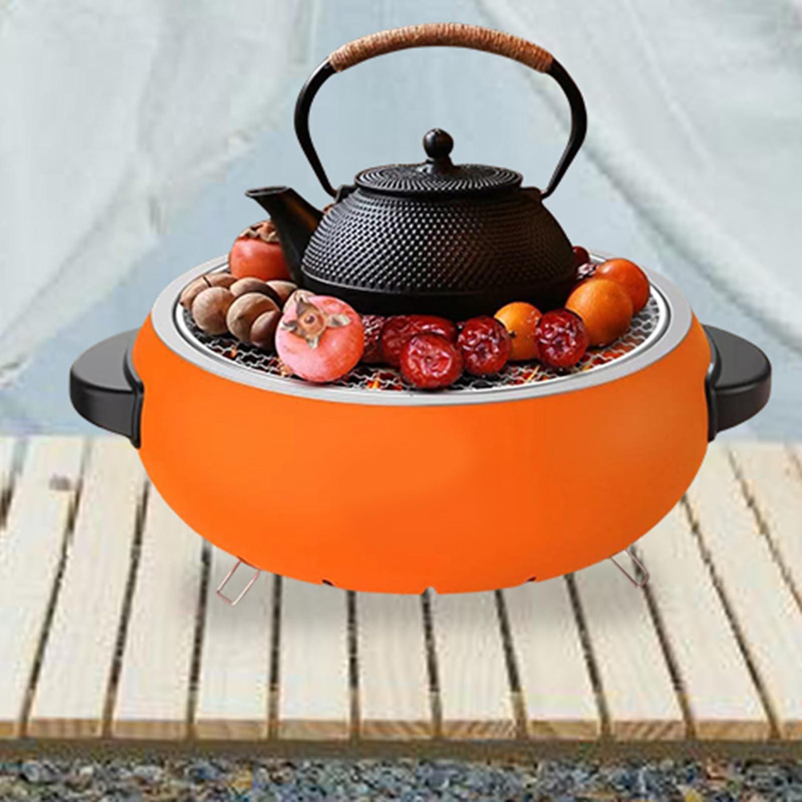 Przenośny grill Chal – narzędzie do grillowania ze stali nierdzewnej do gotowania na świeżym powietrzu, idealne do wędkowania, wędrówek, podwórka, patio i ogrodu