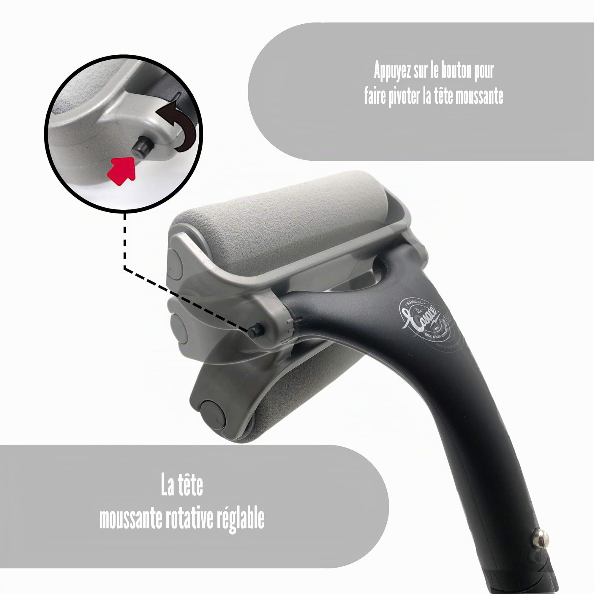 Easace Applicateur de lotion pour le dos et le corps, auto-application facile de la brosse de lavage du corps de bain de douche, crème pour la peau, bronzage(Argent)