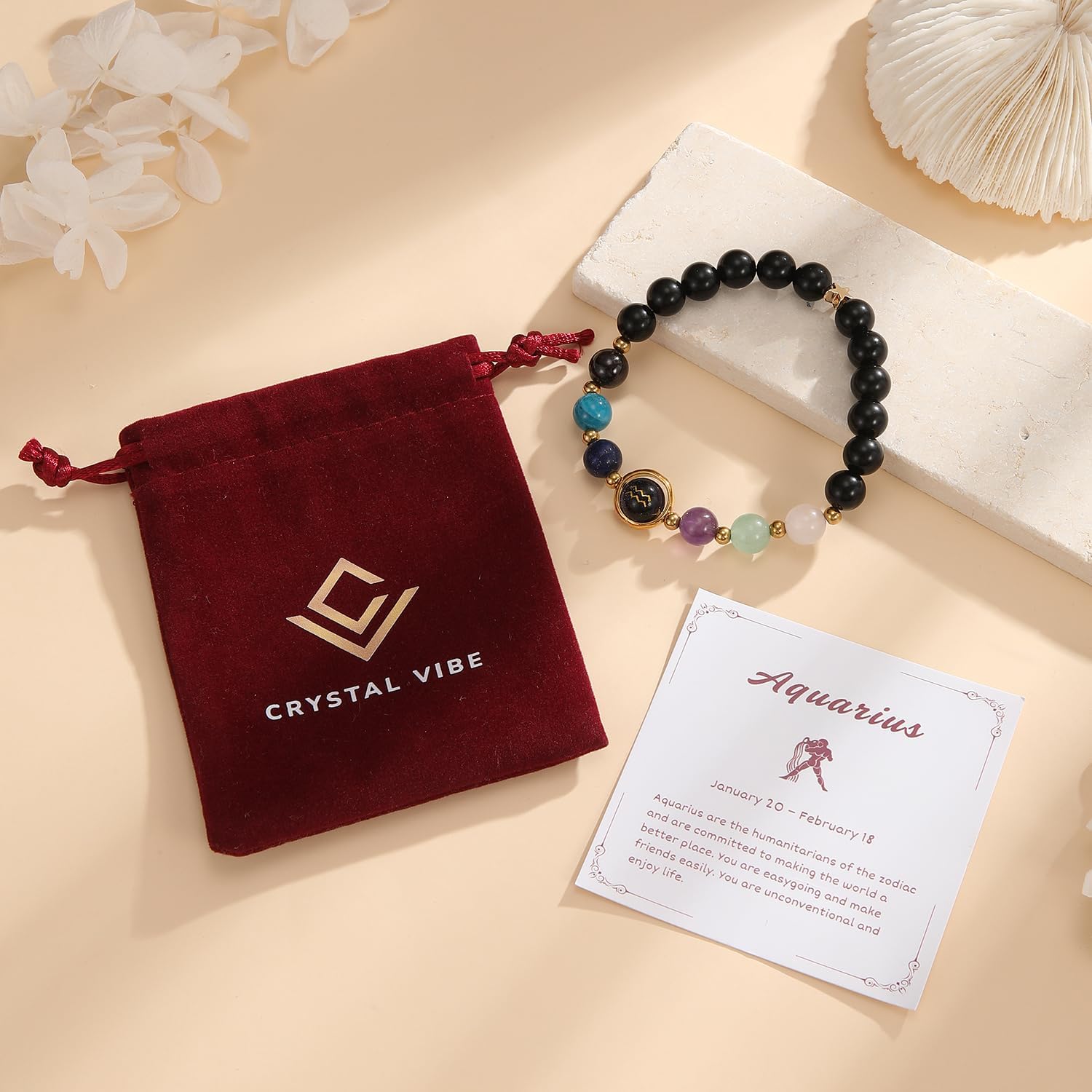 Aquarius Zodiac Bracelet Healing Crystal Constellation Bracelet with Lapis Lazuli, Angelite & Opal Aquarius Horoscope Gift - Image 6