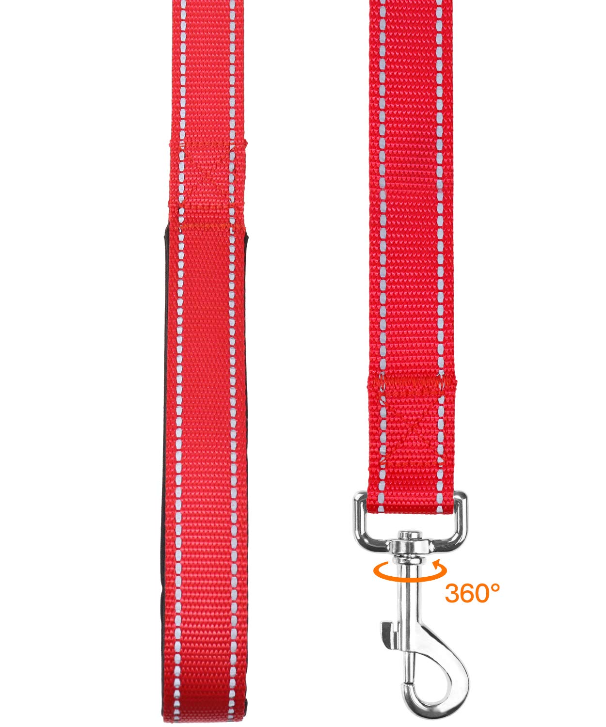 Taglory Guinzaglio per Cani Riflettente con Manico Imbottito e Gancio in Metallo, Nylon Resistente Addestramento Cane Guinzaglio, 1.8 Metri Rosso