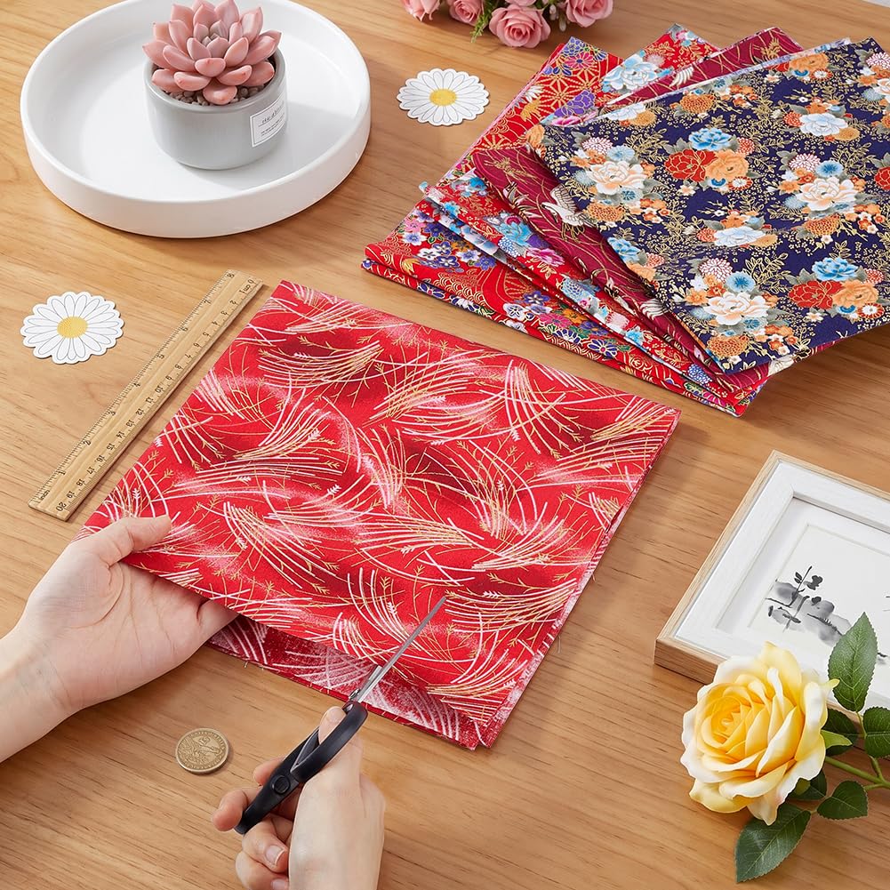 MAYJOYDIY 5 Stile 50cm Japanische Baumwollstoff Quiltquadrate Blätter Vorgeschnitten Multi Design Gedruckte Patchwork für Nähen Kleidung Kissen Handwerk, Wellen Blumenmuster/Gemischtes Blumenmuster