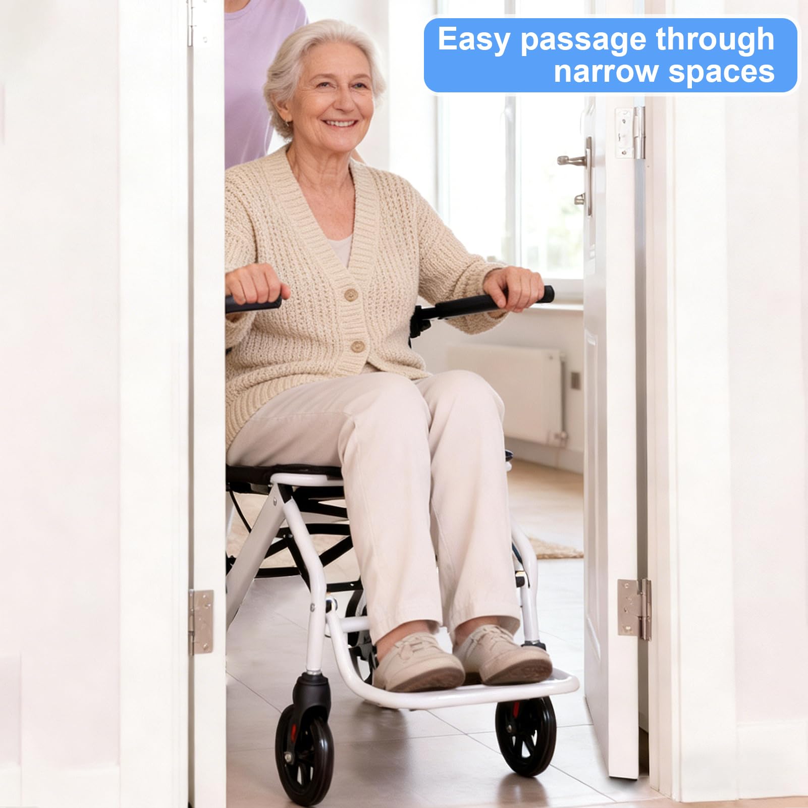 Silla de ruedas plegable ligera, sillas de ruedas para adultos, sillas de ruedas plegables para adultos con reposabrazos y reposapiés, para viajes en avión de ancianos