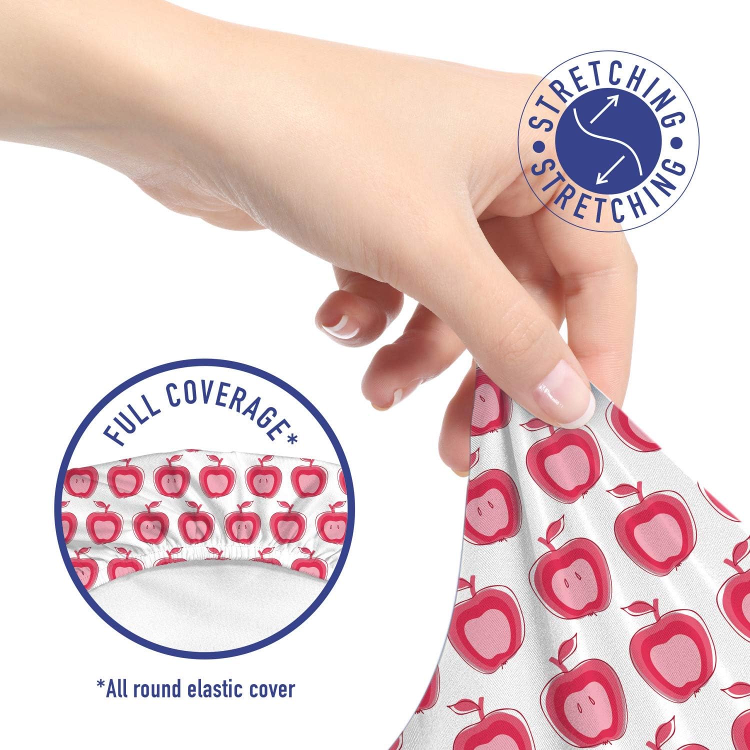 Ambesonne Fruits Office Chair Slipcover, Girls Design Pattern Pinkish Fruit in Doodle Style, Protective Stretch Decorative Fabric Cover, Standard Size, Coral Pink