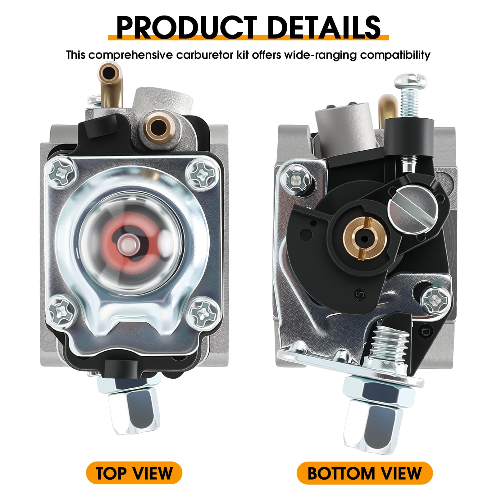 E-RFSEY Carburador para desbrozadora de 52 cc 49 cc 43 cc kit de carburador con junta, manguera, bujía y filtro de gasolina - 4