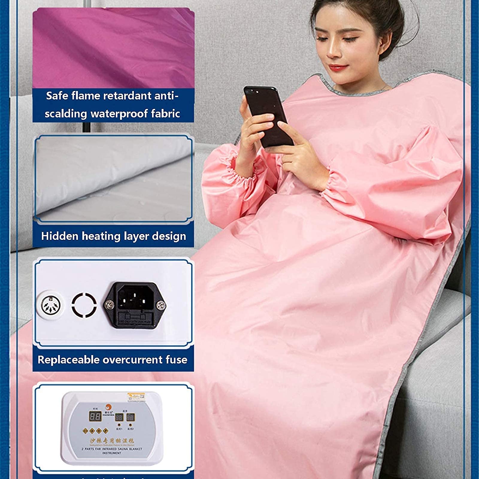 Máquina Adelgazamiento masajeador, Manta Sauna infrarroja Oxford, Manta Vapor (FIR), Sauna terapéutica Bajar Peso, desintoxicación, relajación, SPA casa con Control Remoto