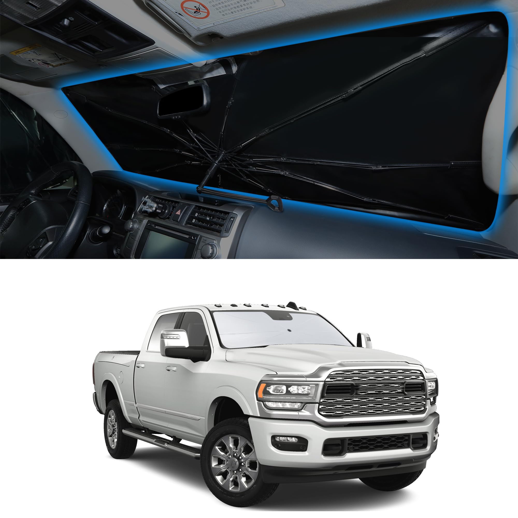 Windshield Sun Shade Umbrella for 2010-2026 Dodge RAM 2500 3500