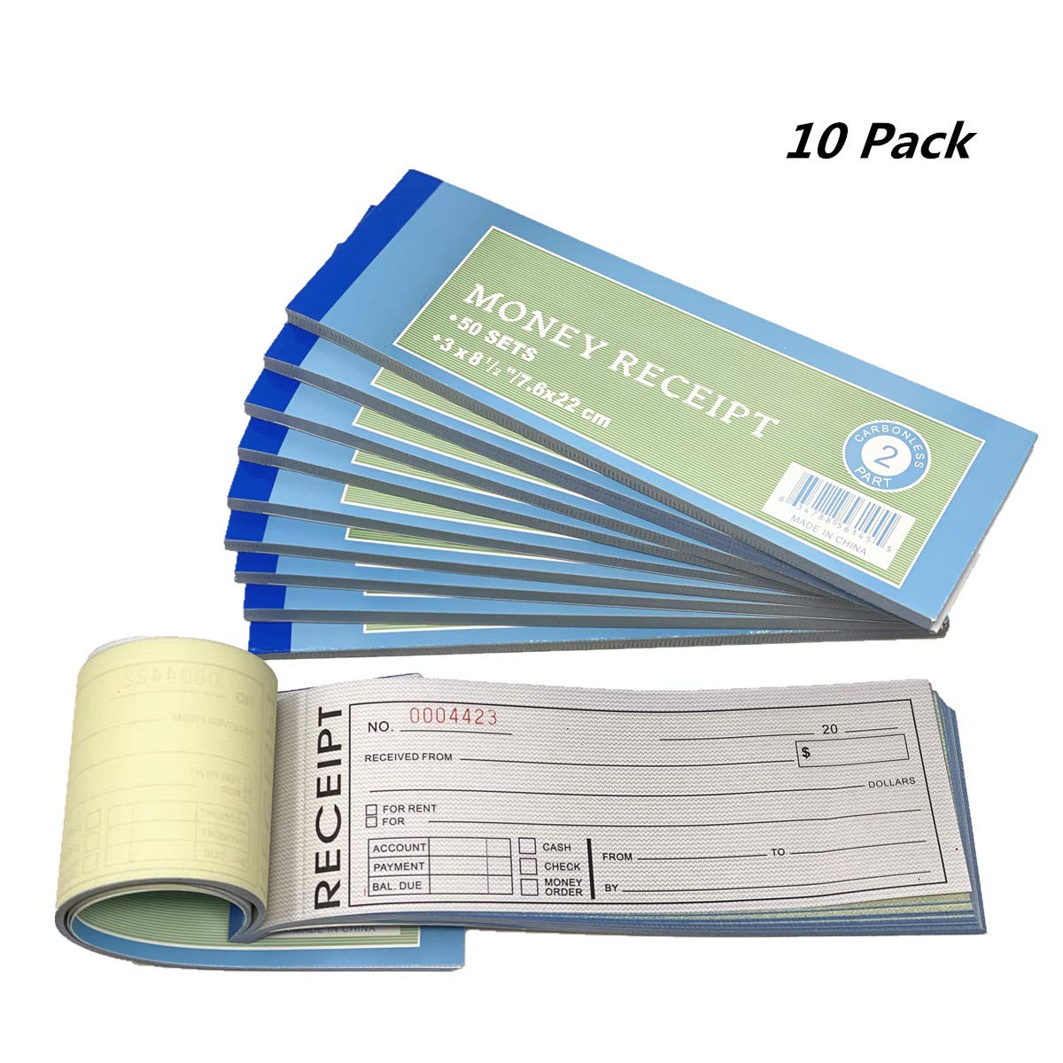 Buy 10 Pack Rent Receipt Book, Sales Receipt Invoice Book Carbonless