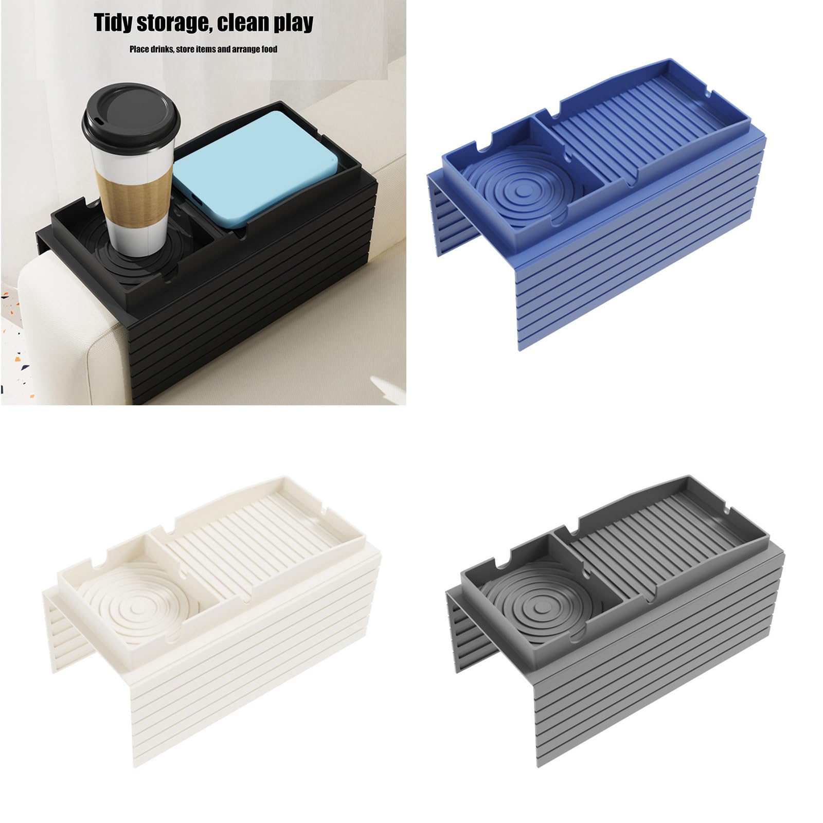 Reposabrazos de sofá Sto Solut para tazas, mandos a distancia y más, bandeja de brazo para sofá, diseño de ahorro de espacio, ideal para sala de estar
