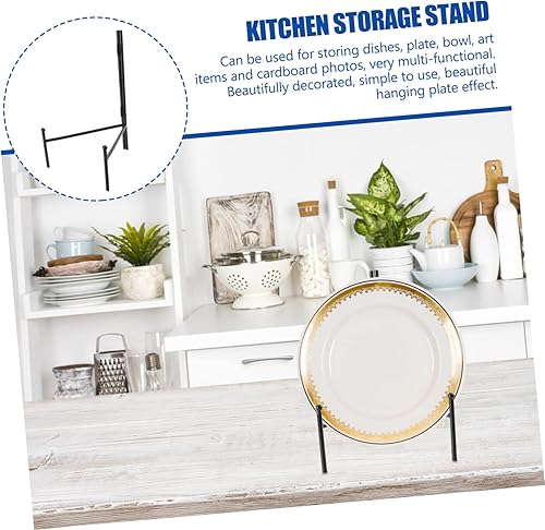 Miniatura 8 de Ciieeo 1 unid soportes de exhibición decorativos estante marco libros palet metal titular placa cerámica mesa escritorio caballete marco de fotos