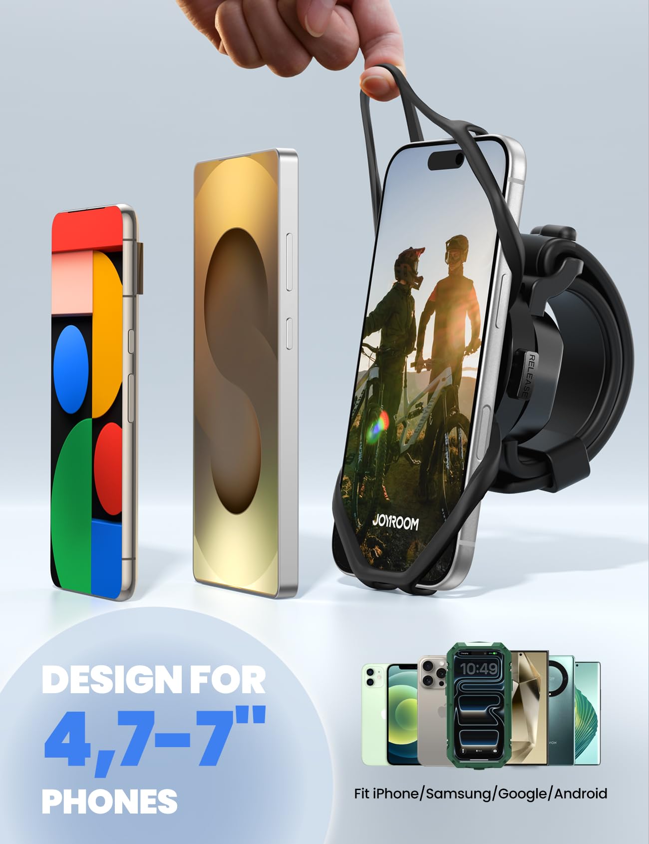 JOYROOM Uchwyt na telefon rowerowy [zdejmowany i silikonowy amortyzator] uchwyt na telefon do motocykla obrotowy o 360° uchwyt na kierownicę do roweru górskiego dla iPhone 17 16 15 Smartphone 4,7-7,0