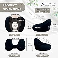 Vista 3 de Modern Advantage Almohada inflable de viaje para aviones con capucha cómoda, soporte ajustable para el cuello, almohada ligera y compacta para Negro