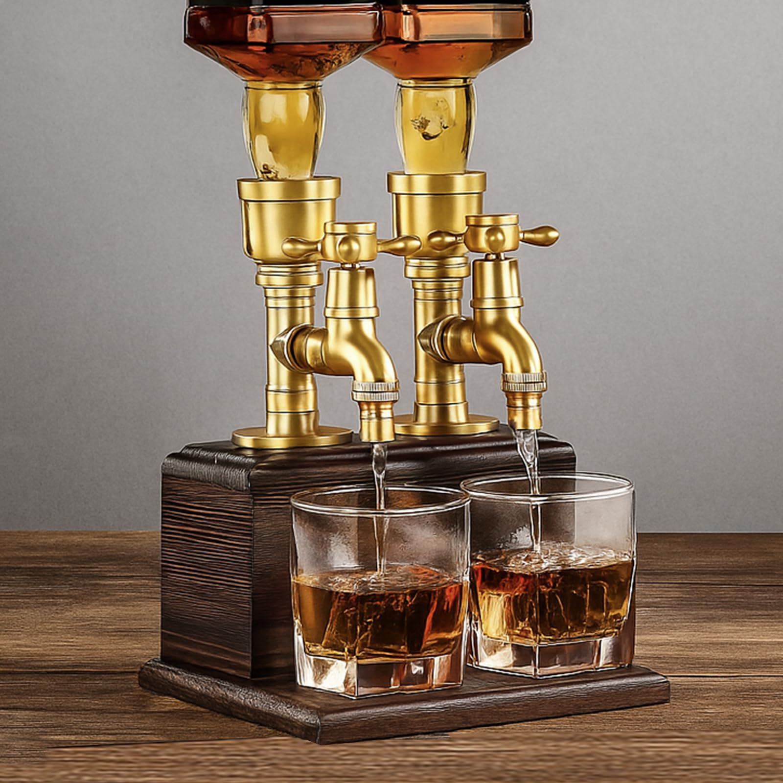 Distributeur de whisky steampunk avec base en bois, le cadeau unique pour lui