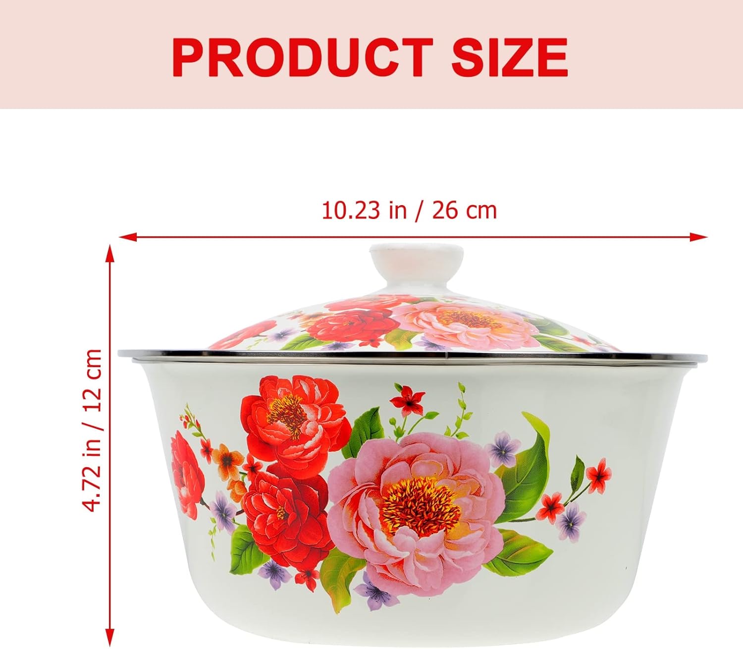 Bowl Enamel Basin Soup Bowls Serving Lid Vintage Enamelware Mixing Pot Kitchen Salad Fruit Tray Washing Grease Metal Cereal Oil (Color : Colorful)