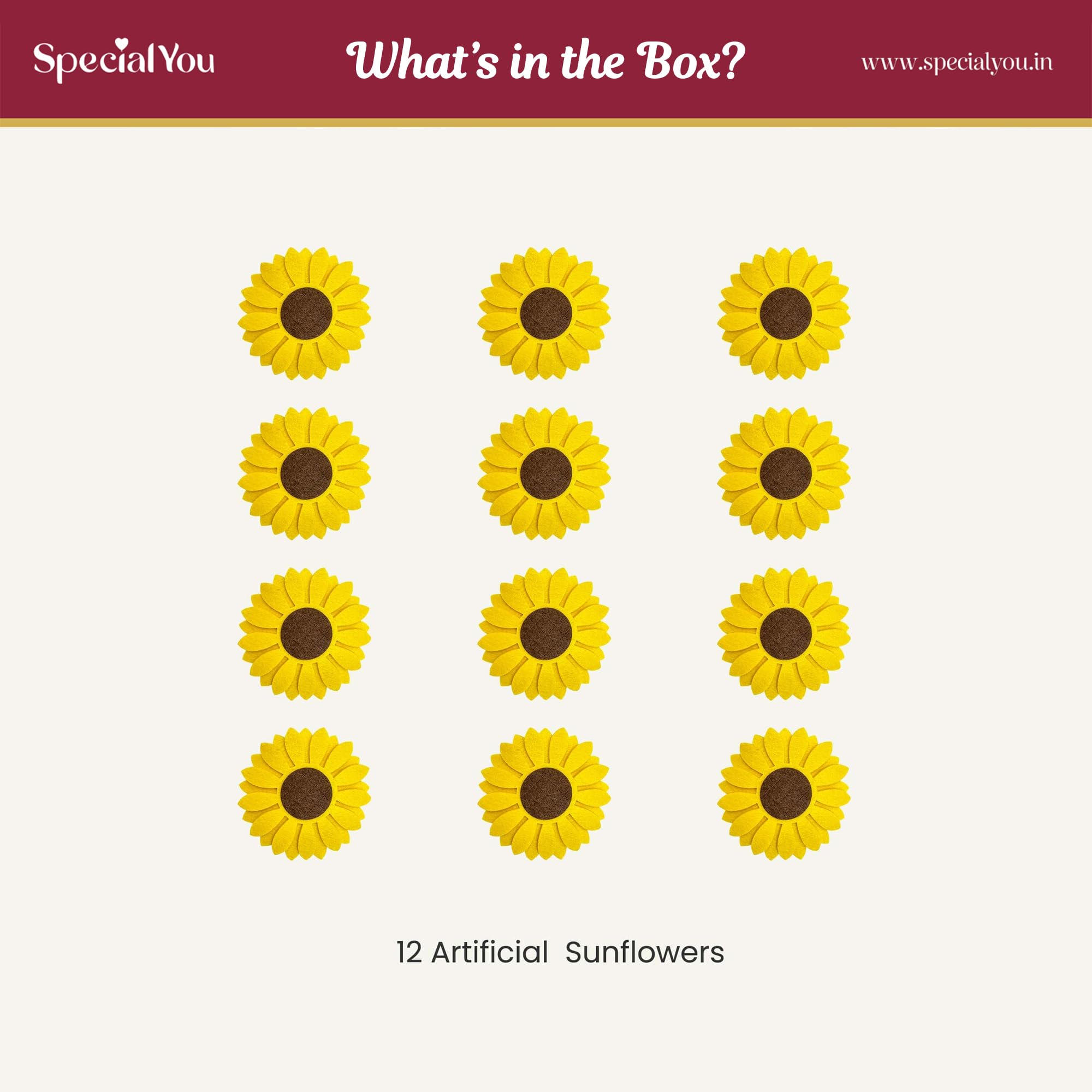 Sunflower Wall Decor - 12 Artificial Flowers -2 Sunflower Wall Decor - 12 Artificial Flowers -2