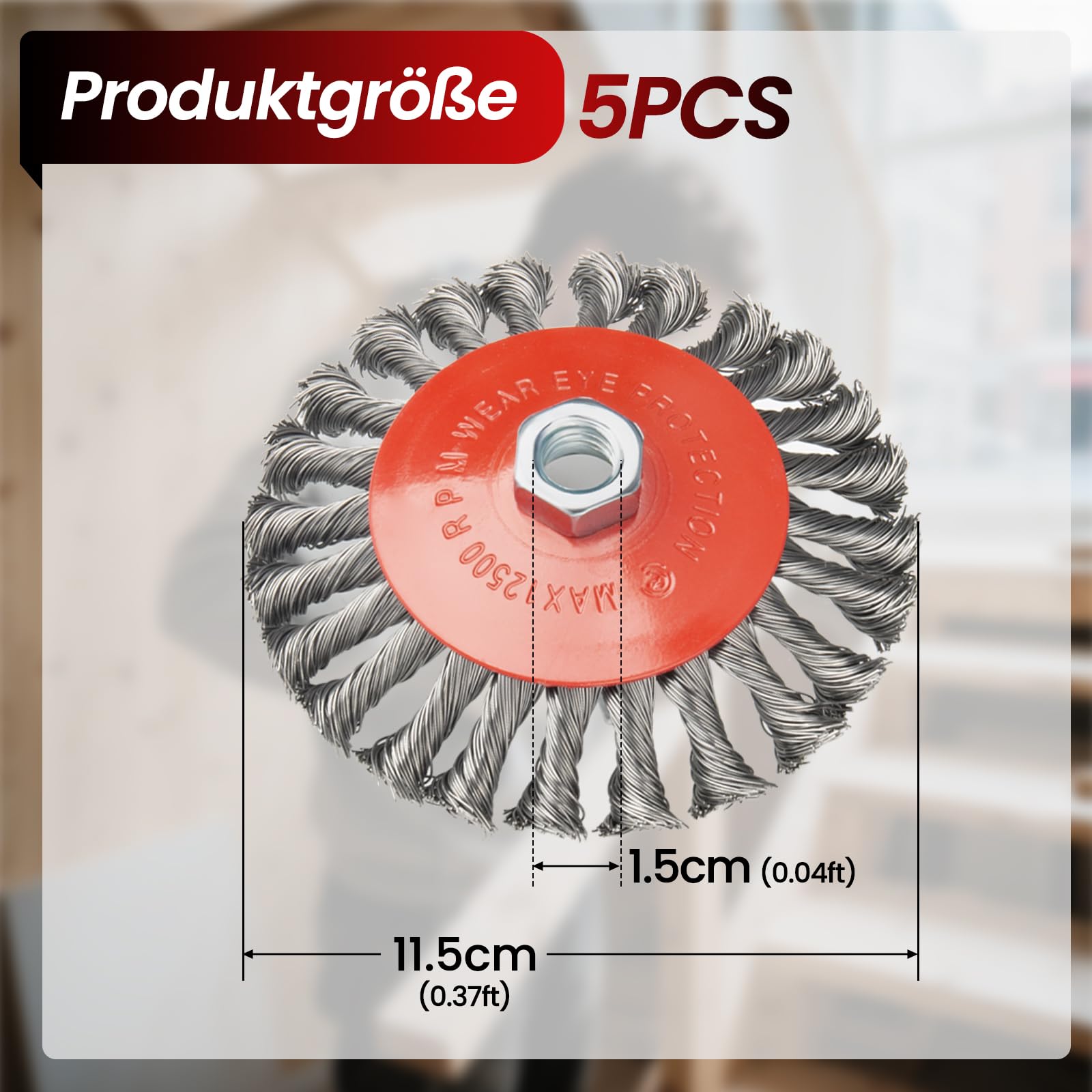 Szczotka druciana do szlifierek kątowych, 5 sztuk szczotek drucianych 125 mm, zestaw szczotek drucianych Flex, szczotka tarczowa do wiertarki, polerowania, szlifowania, usuwania rdzy, usuwania
