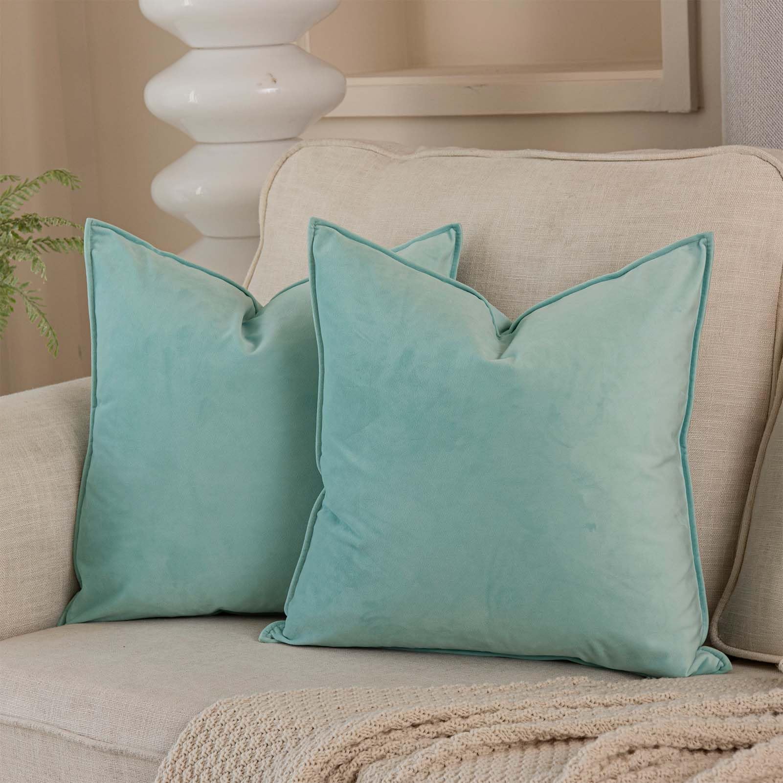 22x22 Decorative Throw Pillow Covers Set of 2 for Couch Sofa Bed,Mist โ image 1