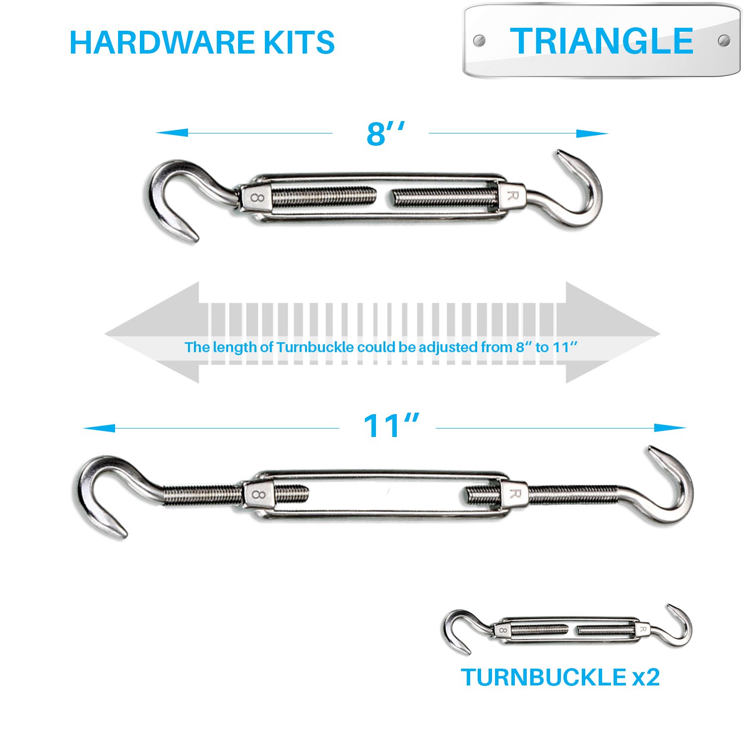 Patio Paradise 15ft Shade Sail Hardware Kit - 3/16" 7x19 Steel Wire Rope + 8 Coated Clamps For Outdoor Canopy Setup
