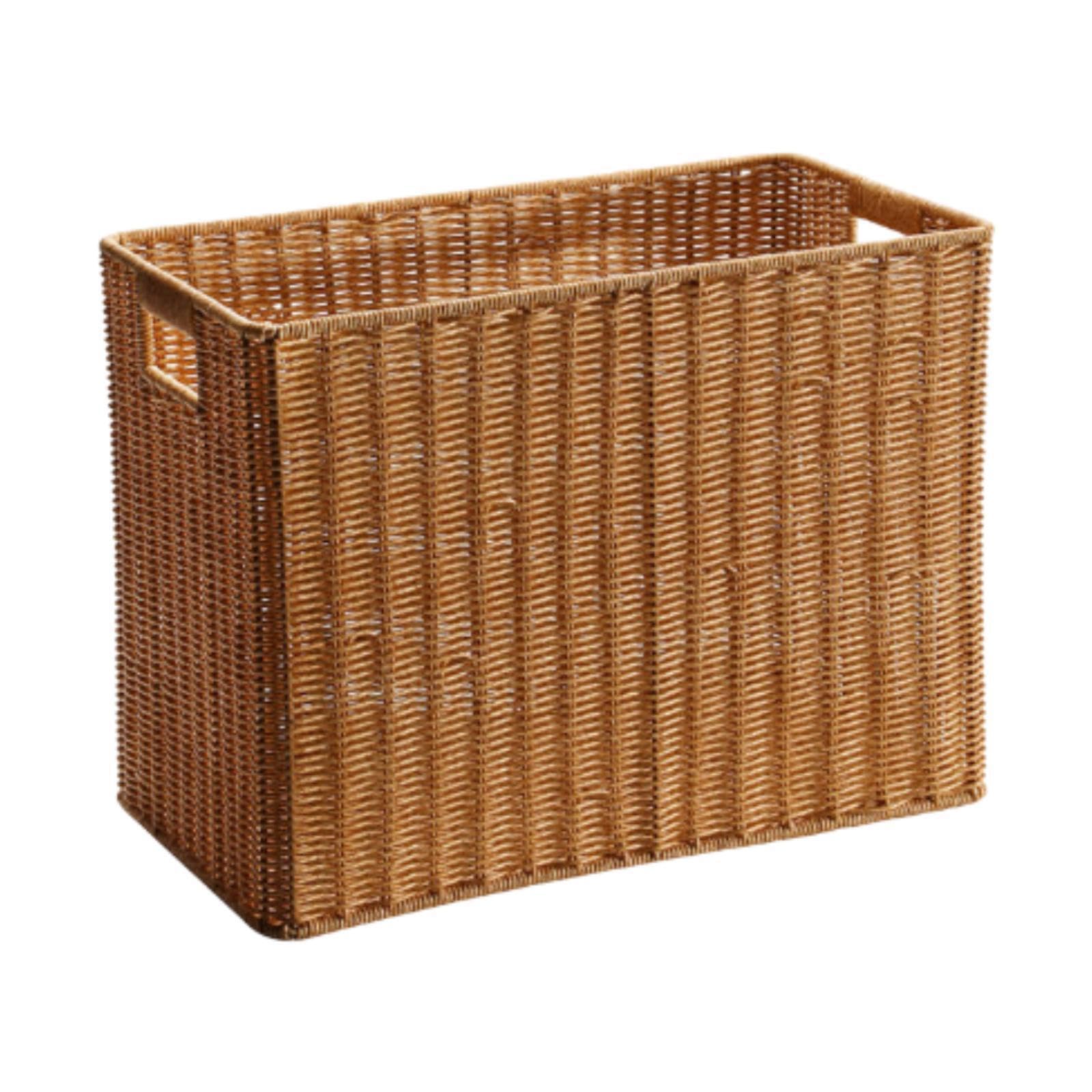 PUXZYAX Functional Woven Newspaper Basket With Handles Easy Transport And