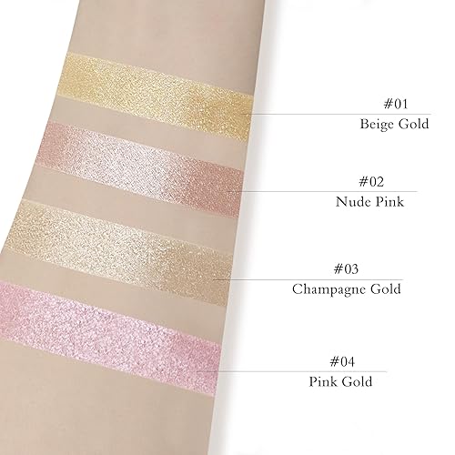 Miniatura 2 de LSxia Paleta de maquillaje iluminadora de contorno brillante en polvo para iluminar el contorno de la cara, maquillaje dorado con reflejos de