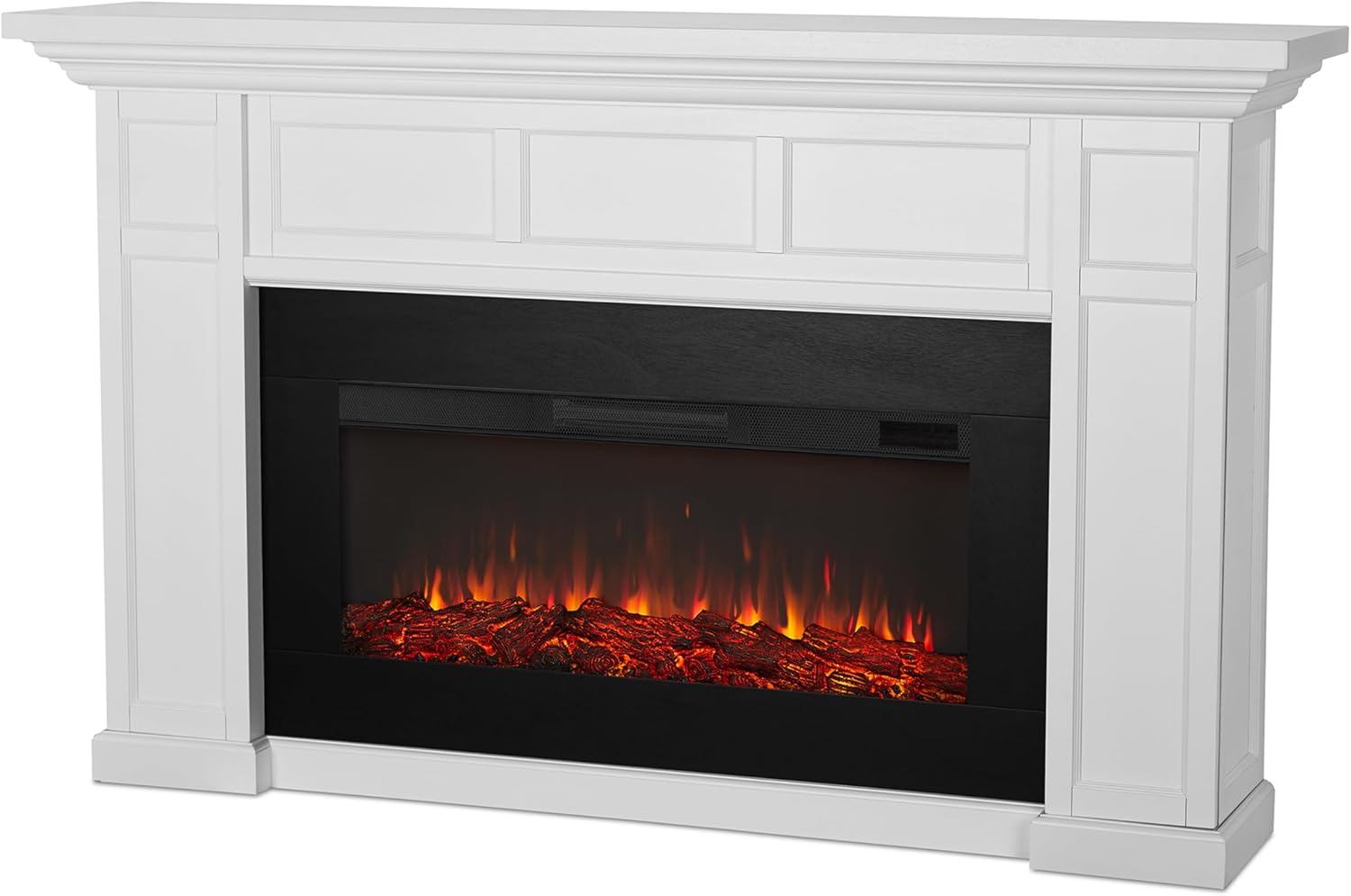 Real Flame Alcott 75” Electric Fireplace with Mantel for Living Room or Bedroom
