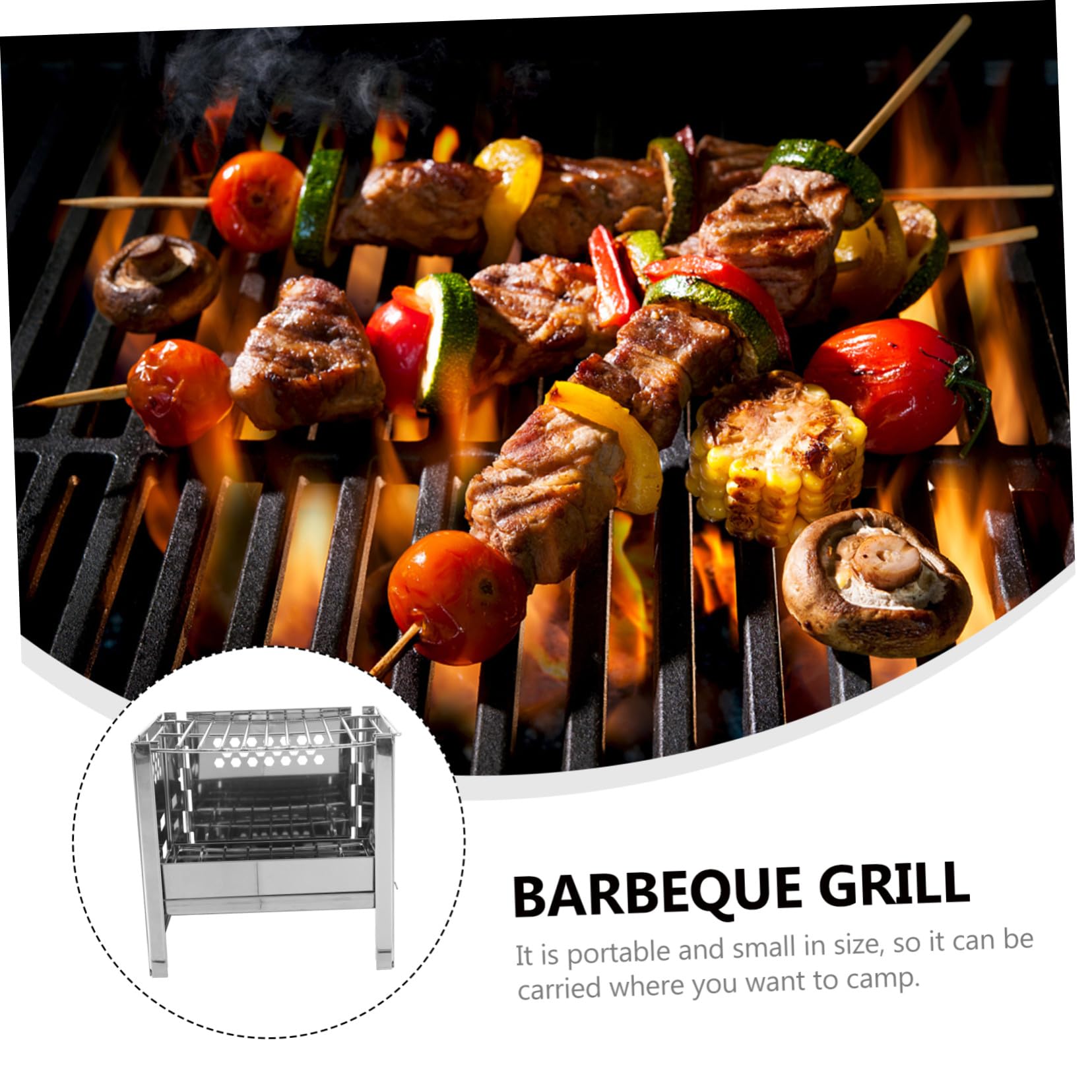 Abaodam Parrilla de Barbacoa Portátil de Acero Inoxidable Parrilla para Exteriores para Camping Picnic de Barbacoa Compacta Fácil de Transportar