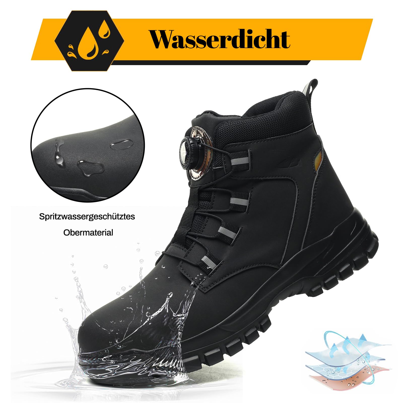Chaussures de Sécurité Hommes Femmes Montante Imperméable Légère Bottines de Sécurité avec Embout en Acier Bottines de Travail Antidérapant
