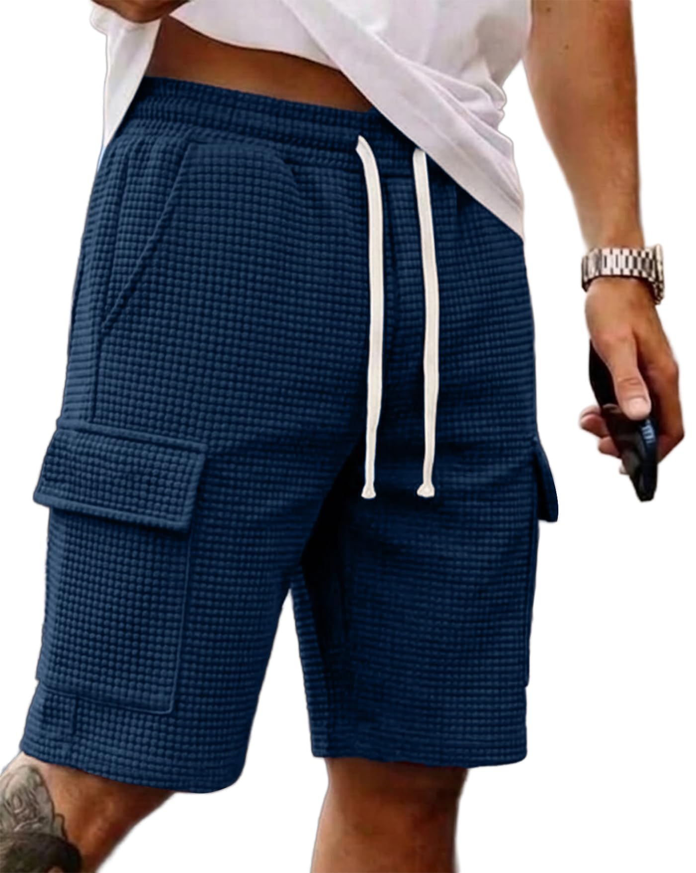 ausk Classic Relaxed Fit Cargo Stretch Shorts for Mens| Half Pant Cargo Shorts with Pockets | Casual Shorts for Mens-picture-46