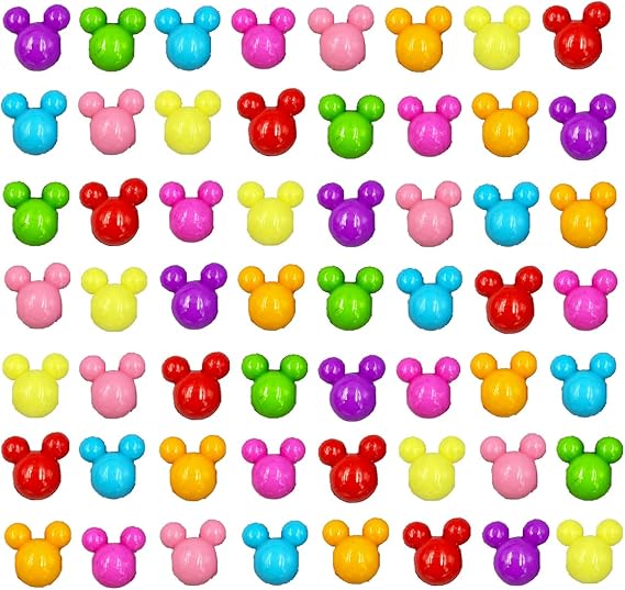 Acrylic Beads, 220 Mouse Head Beads Candy Color Pony Beads