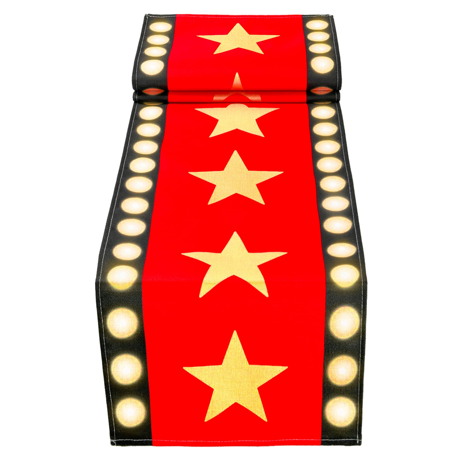 Photo 1 of 13 x 72 Inch Movie Night Table Runner with Gold Star Design - Red Carpet Decoration for Birthday Party Supplies?red?