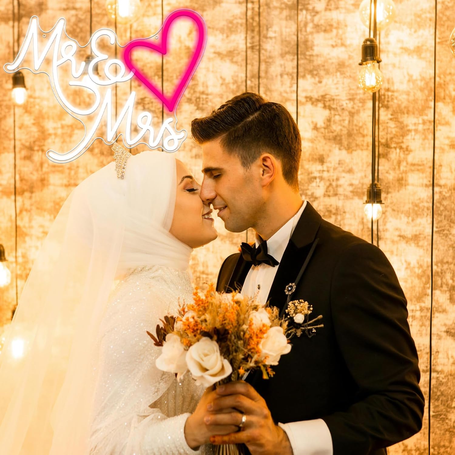 Mr & Mrs Neon Sign for Wedding Wall Decor, Led Signs for Bedroom Wall Neon Light Up Mr and Mrs Sign for Wedding Decor Personalized Gifts for Newlyweds Wedding Decorations for Receptio