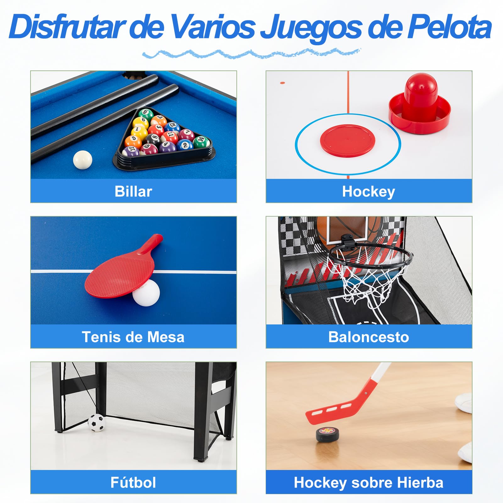 GOPLUS Mesa de Juegos 10 en 1 Multifuncional con Billar, Hockey, Tenis de Mesa, Baloncesto, Fútbol, Tiro con Arco y Pinball