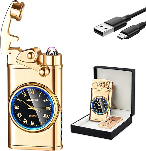 Vista 22 de GADATOP Encendedor eléctrico recargable, encendedor creativo personalizado por USB, encendedor mecedor, resistente al viento, encendedor sin llama