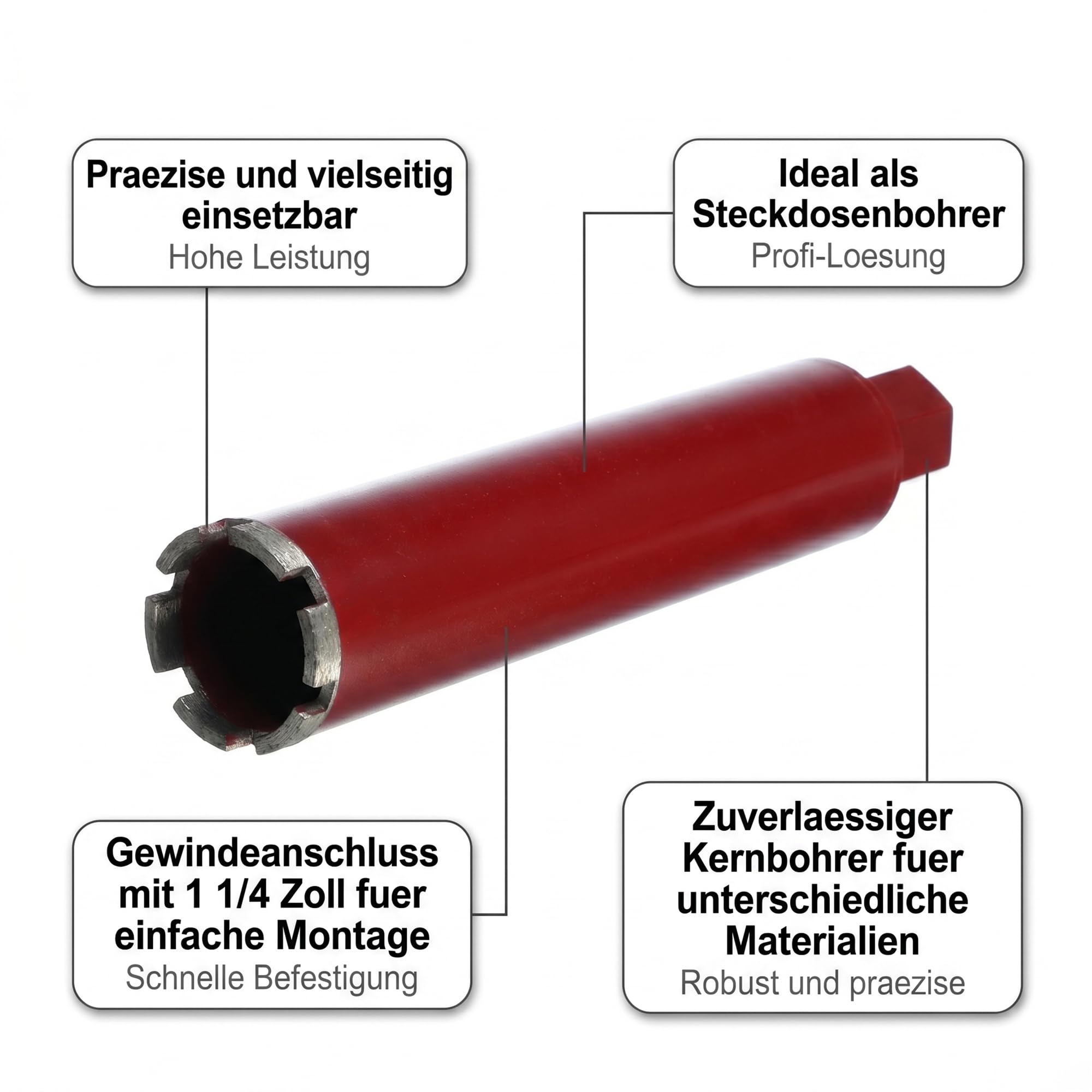 Mucola Diamantbohrkrone Ø 120 mm Kernbohrer – Profi Kernbohrkrone für Beton, Stahlbeton, Mauerwerk & Naturstein – 400 mm Kernlochbohrer für Wanddurchbruch, Rohr- & Steckdosendurchführung