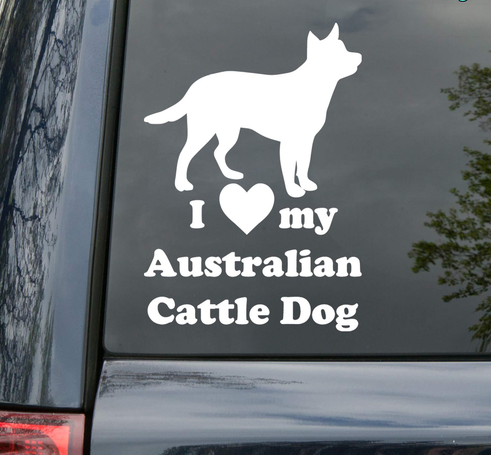 Minglewood Trading Burgundy - I Love My Australian Cattle Dog Vinyl Decal - Red Blue Heeler Puppy - Die Cut Sticker - 5w x 7h inches
