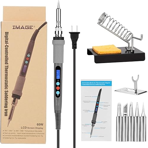 Soldador de soldadura con pantalla LCD termostática control digital y pantalla LCD temperatura de 60 W ajustable de 3560F356 -8960F896 con 5 brocas