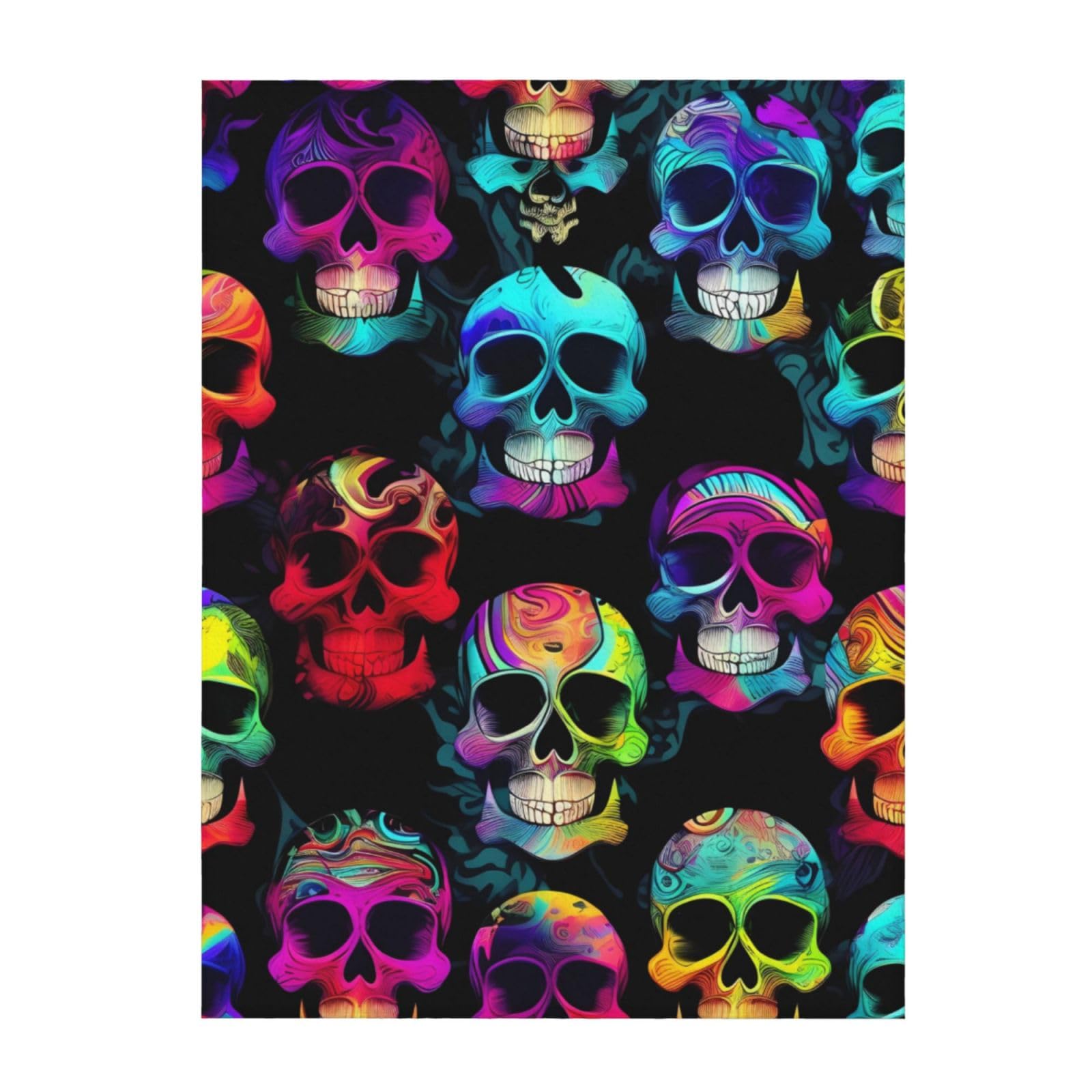 Couverture tête de mort plaid coloré grand jeté de lit et canapé chaud