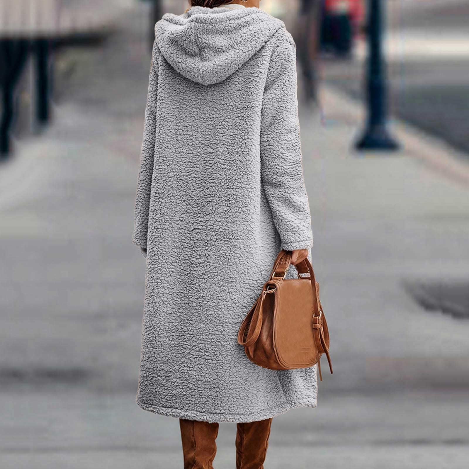Generisch 2026 Mujer Invierno 2024 Manga Larga Sólido Forro Polar Frente Abierto Con Chaqueta Chaqueta Con Bolsillos Talla Grande Abrigo
