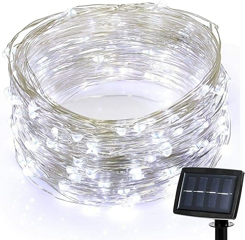 Cadena de luz LED de alambre de cobre de energía solar al aire libre impermeable guirnalda vides cadena de luces luciérnaga valla lámpara decoración
