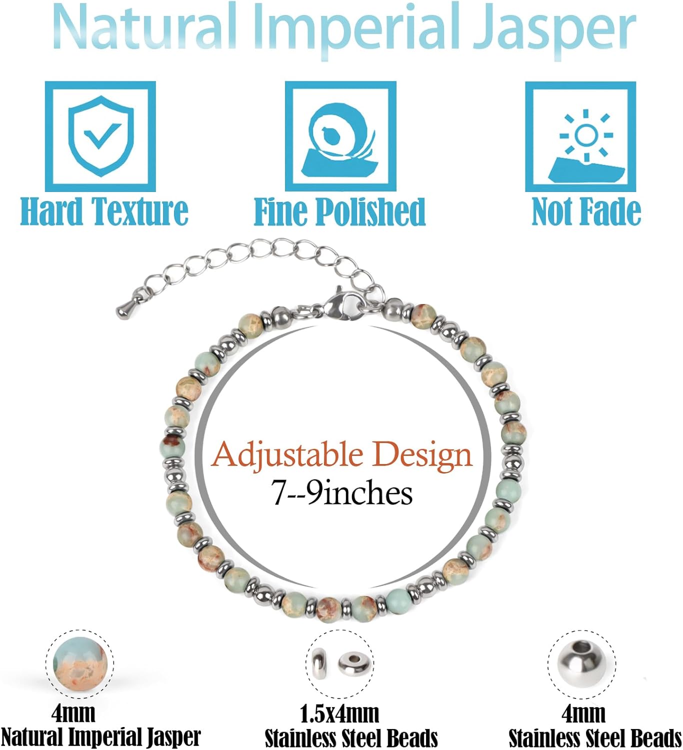 LPBeads Beaded Bracelets for Women Energy Gemstone Charm Jewelry Adjustable Bracelet Gifts for Mom, Daughter, Wife, Friends, Bestie - Image 2