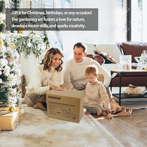 Miniatura 6 de Juego de herramientas de jardinería para niños, 8 piezas, vagón con herramientas de playa y jardín, pala, rastrillo, juguetes al aire libre para