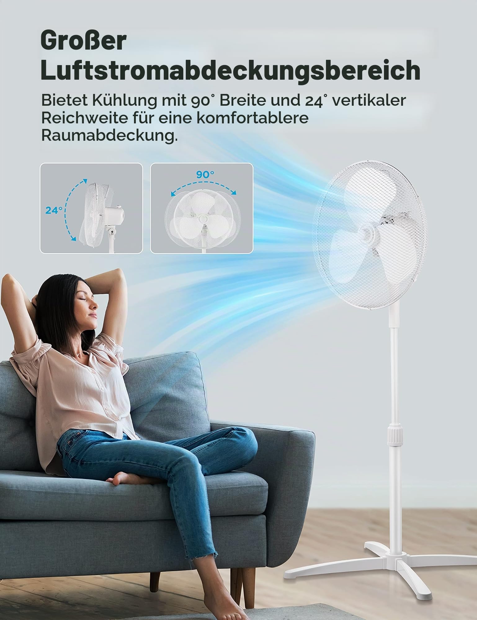 ALL SHOP - Midea FS40-20M Stand Fan 3000 verstellbarer Ventilator D.40 cm