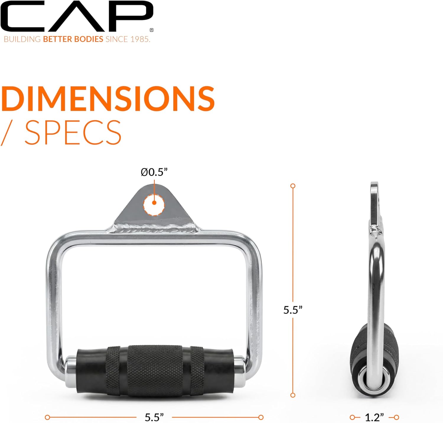 CAP Barbell Single D Handle with Rubber Handgrips
