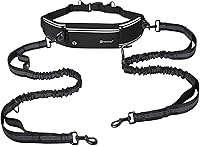 Vista 8 de Tails & Tales Correa de perro manos libres con bolsa para la cintura, soporte lumbar mejorado, correa reflectante elástica, cinturón ajustable