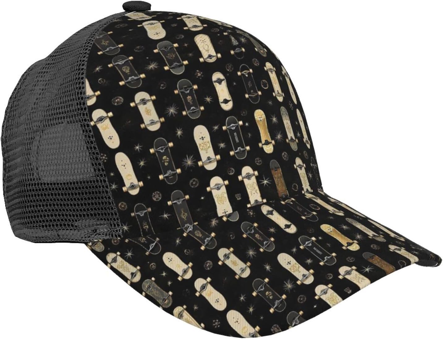 Mesh Baseball Cap,Sports Hat-Black Skateboards