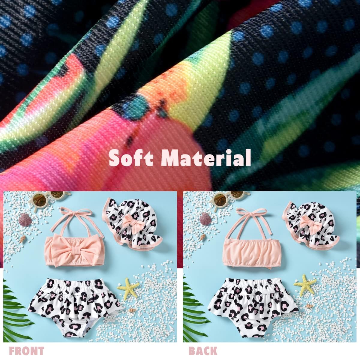 Aalizzwell Baby Girl 2-Piece Bikini Swimsuit with Hat - Image 4