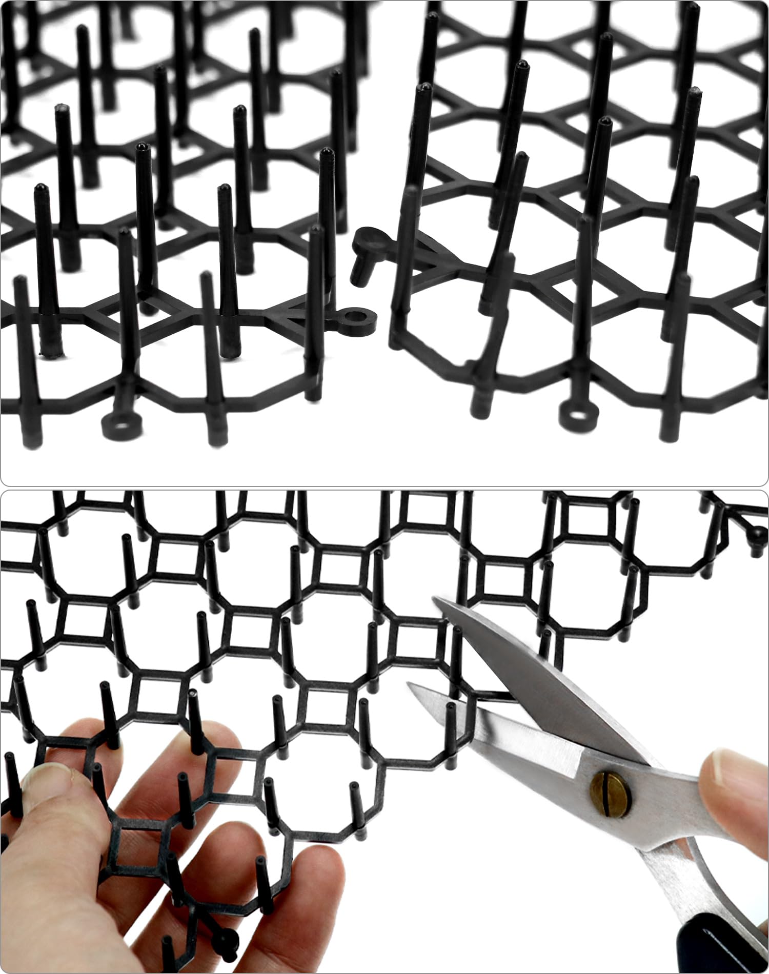 QWORK® Zestaw 12 mat odstraszających koty z kołkami i krawatami - 15 cm x 20 cm - Cierniowa siatka barierowa dla zwierząt do pokojowego odstraszania kotów i innych zwierząt