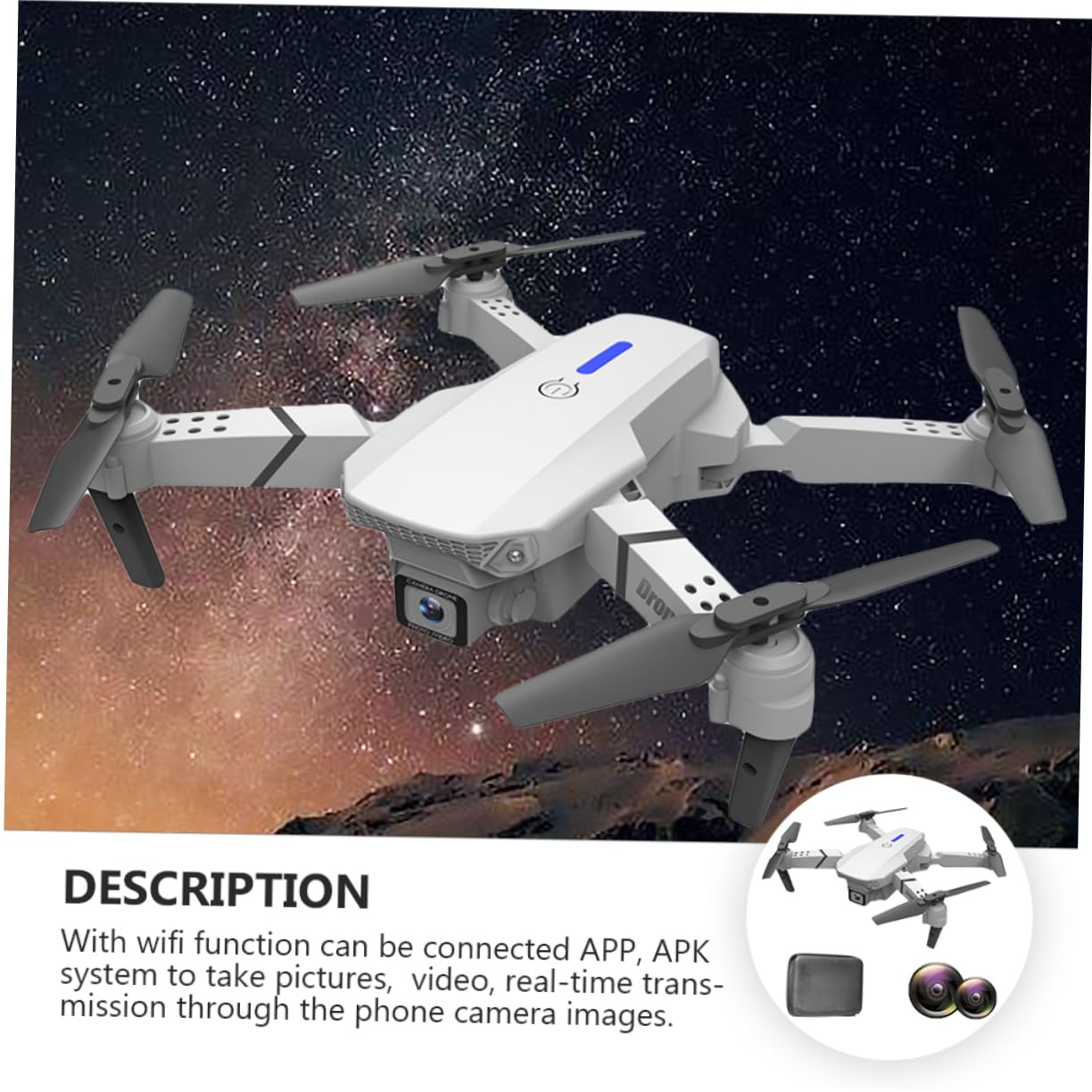 E525 z Dwoma Obiektywami Do Zdjęć Lotniczych 4k w Ultrawysokiej Rozdzielczości Zdalnie Sterowany Dron Składany Dron Torebka Do Przechowywania 4 Tys Zdalnie Sterowany Samolot Biały